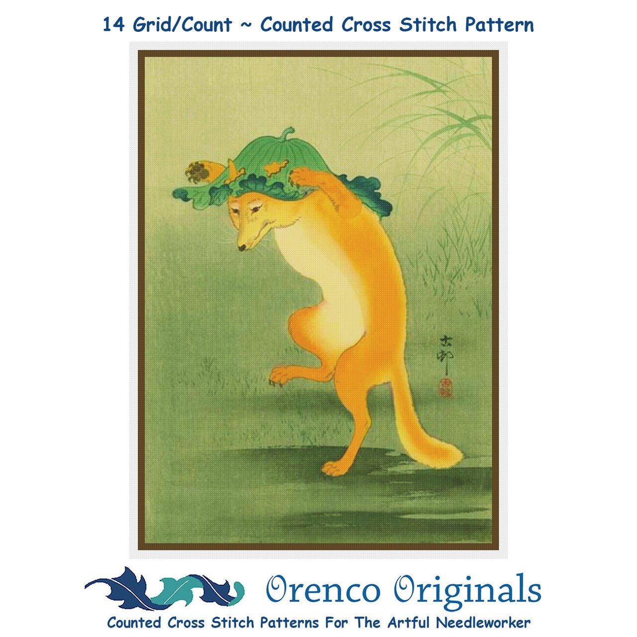 The Dancing Fox Ohara Koson Shoson Counted Cross Stitch Chart Pattern